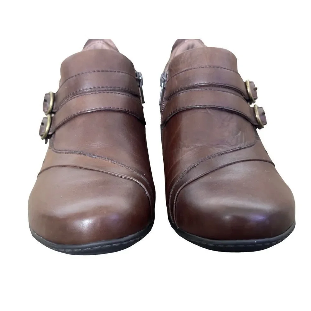 Earth Calgary Toronto Bark Brown Leather Ankle Boots Size 10M